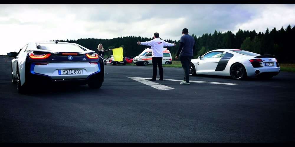 Video: BMW i8 Vs Audi R8 Video: BMW i8 Vs Audi R8