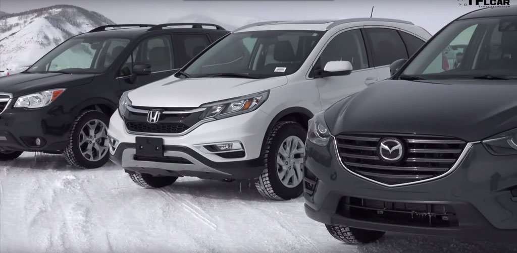 Video: Balapan Es Mazda CX-5 Vs Honda CR-V Vs Subaru Forester Video: Balapan Es Mazda CX-5 Vs Honda CR-V Vs Subaru Forester