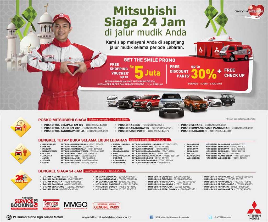 Mitsubishi Hadirkan Posko Siaga dan Bengkel Buka 24 Jam Mitsubishi Hadirkan Posko Siaga dan Bengkel Buka 24 Jam