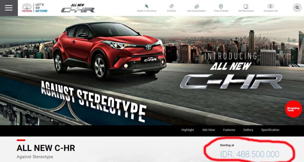 Harga Toyota C-HR di Indonesia Dijual Rp 488,5 Juta Harga Toyota C-HR di Indonesia Dijual Rp 488,5 Juta