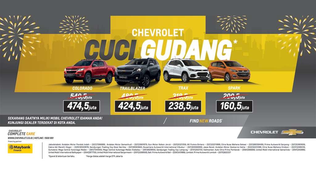 Chevrolet Cuci Gudang, Harga Didiskon Sampai Rp 80 Juta! Chevrolet Cuci Gudang, Harga Didiskon Sampai Rp 80 Juta!