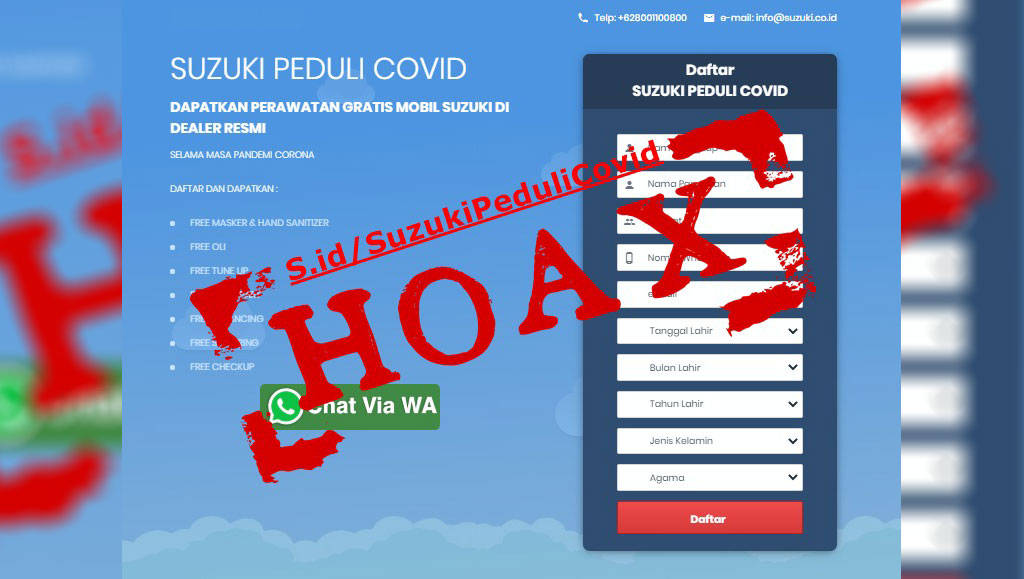 Awas Hoax! Informasi Program Servis Suzuki Peduli COVID-19 Awas Hoax! Informasi Program Servis Suzuki Peduli COVID-19