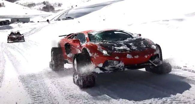 Demi Konten Youtuber Ini Memodifikasi Lamborghini Jadi Mobil Ski. Lihat Apa Yang Terjadi! Lamborghini Snowmobile