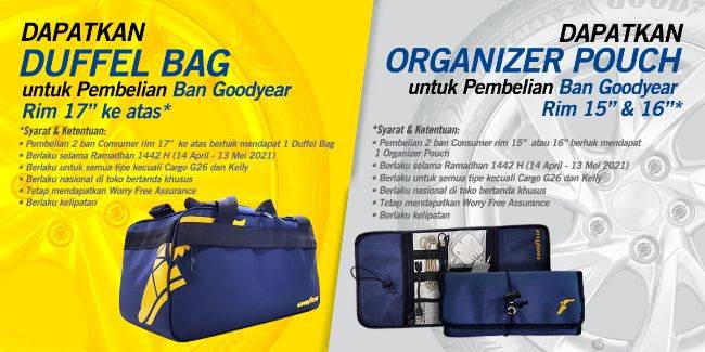 Beli Ban Goodyear Dapat Duffle Bags dan Organizer Puch Goodyear