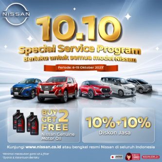Nissan Gelar Promo 10.10 Special Service, Double Diskon Untuk Layanan Aftersales