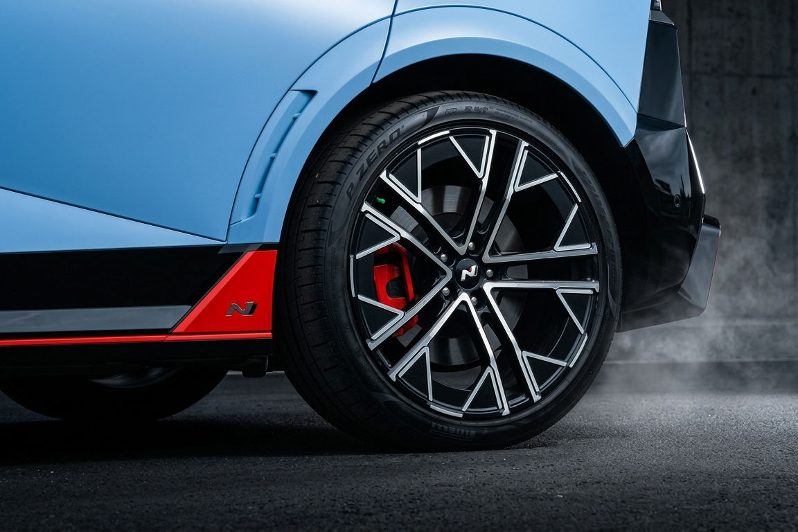 Eksterior tampak depan Hyundai Ioniq 5 N EV. 