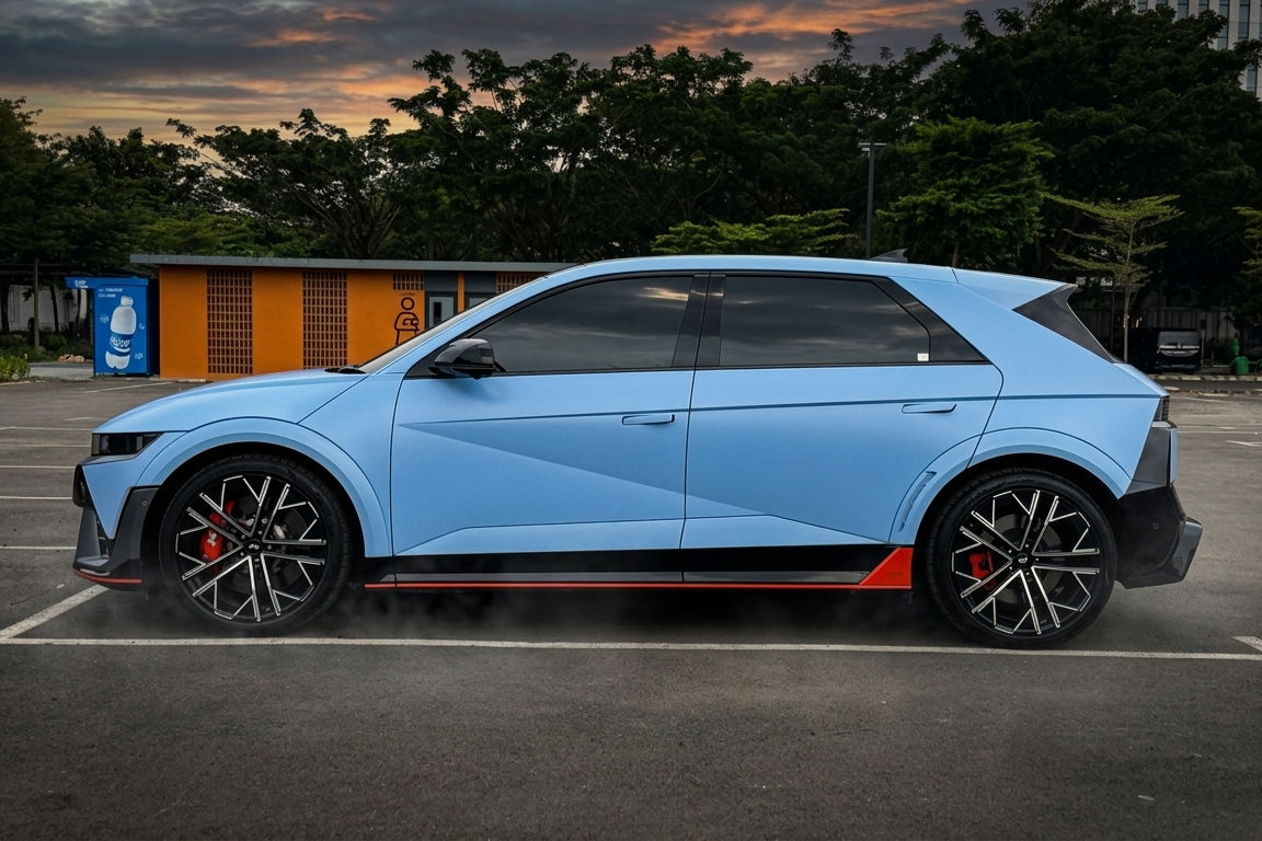 Eksterior tampak depan Hyundai Ioniq 5 N EV. 