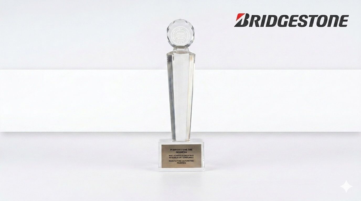 Trofi penghargaan IRCA 2026 untuk Bridgestone Indonesia. 